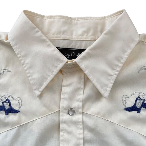 Vintage Western Shirt L Cowboy Embroidery Snap Buttons Craig Andrew Rodeo - Picture 2 of 11